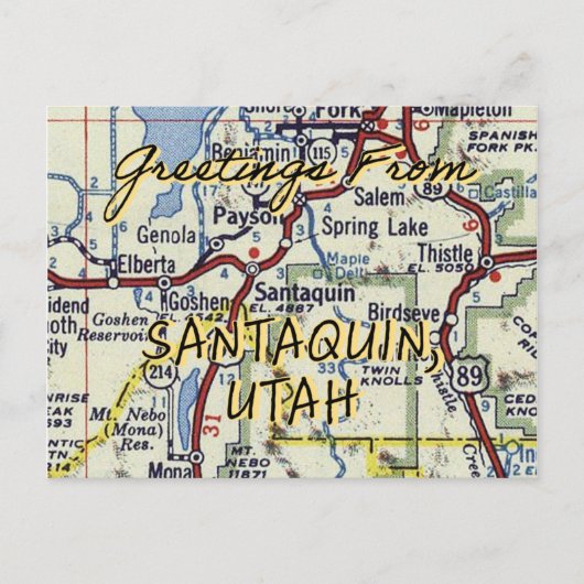 Santaquin Utah Vintage Briefkaart (Voorkant)