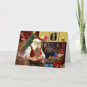 Santa's Apricot Speelgoed /Min. Poodle Feestdagen Kaart