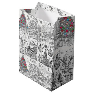 Santa's Artistic Playtime Gift Bag Medium Cadeauzakje