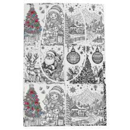Santa's Artistic Playtime Gift Bag Medium Cadeauzakje
