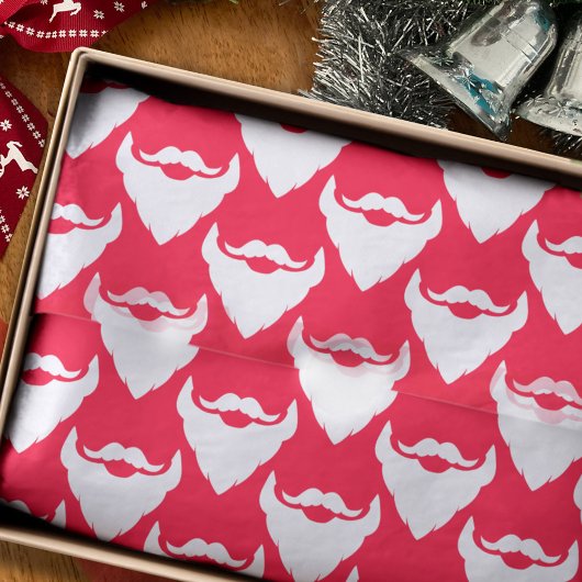 Santa's beards patterned red white Christmas Tissuepapier