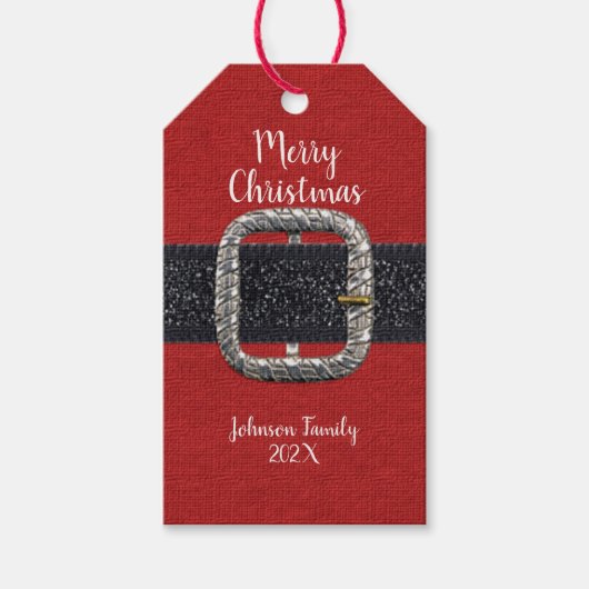 Santa's Belt Merry Christmas Gift Label Cadeaulabel (Voorkant)