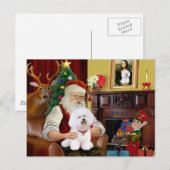 Santa's Bichon Frise (#1) Feestdagenkaart (Voorkant / Achterkant)