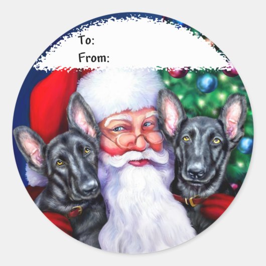 Santa's Black German Sheperd Dogs Gift Labels (Voorkant)