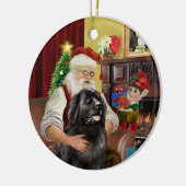 Santa's Black Newfoundland #2 Keramisch Ornament (Links)