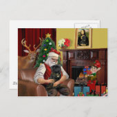 Santa's Black Pug Feestdagenkaart (Voorkant / Achterkant)