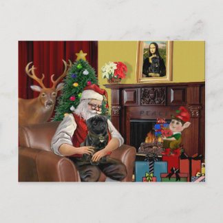 Santa's Black Pug Feestdagenkaart
