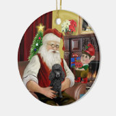 Santa's Black Speelgoed/Min Poedel Keramisch Ornament (Links)