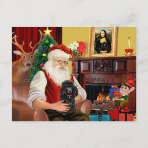 Santa's Black Speelgoed/Min. Poodle Feestdagenkaart