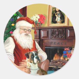 Santa's Boxer (natuurlijke oren) Ronde Sticker