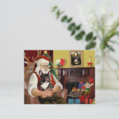 Santa's Brindle Franse Bulldog Feestdagenkaart (Staand voorkant)