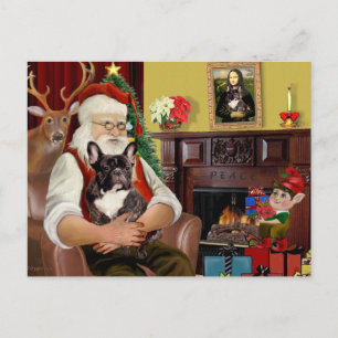 Santa's Brindle Franse Bulldog Feestdagenkaart