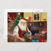 Santa's Brindle Greyhound Feestdagenkaart (Voorkant / Achterkant)