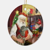 Santa's Brindle Greyhound Keramisch Ornament (Links)