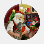 Santa's Brindle Greyhound Keramisch Ornament (Achterkant)