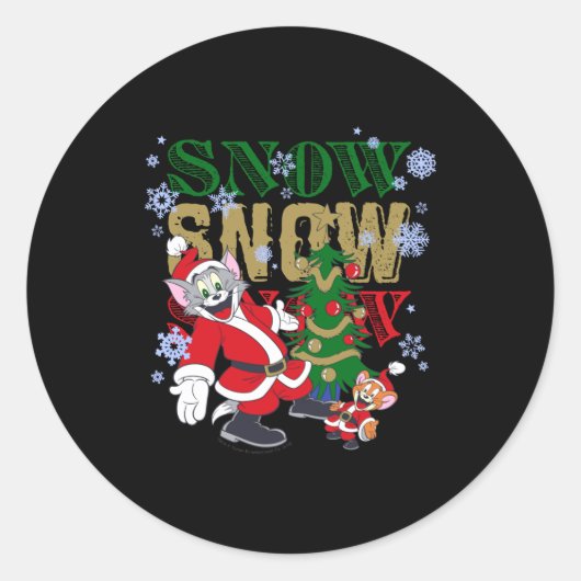 Santas By The Tree  Ronde Sticker (Voorkant)