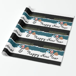 Santa's cadeau aan Snowman Wrapping Paper Cadeaupapier