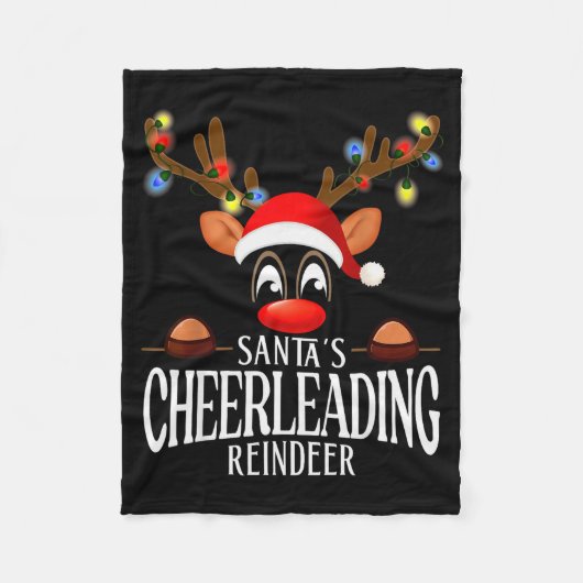 Santa's Cheerleading Reindeer Funny Xmas Matching  Fleece Deken (Voorkant)