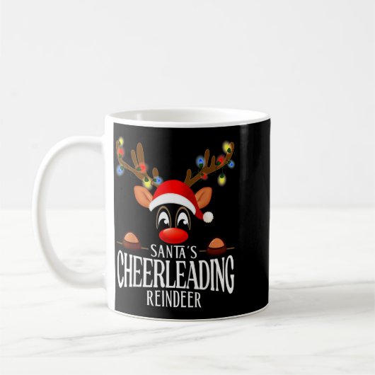 Santa's Cheerleading Reindeer Funny Xmas Matching  Koffiemok (Links)