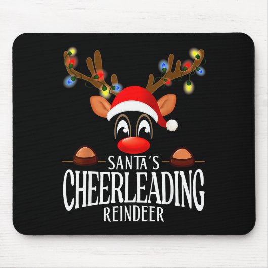 Santa's Cheerleading Reindeer Funny Xmas Matching  Muismat (Voorkant)