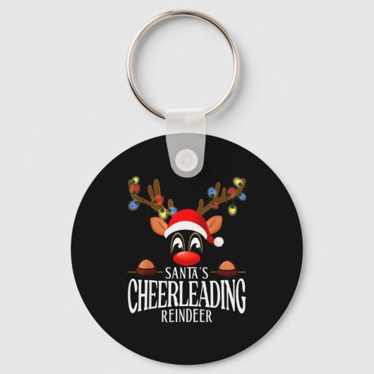 Santa's Cheerleading Reindeer Funny Xmas Matching  Sleutelhanger (Voorkant)