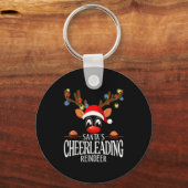 Santa's Cheerleading Reindeer Funny Xmas Matching  Sleutelhanger (Voorkant)