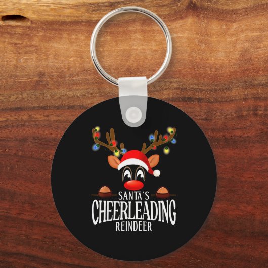 Santa's Cheerleading Reindeer Funny Xmas Matching  Sleutelhanger (Voorkant)