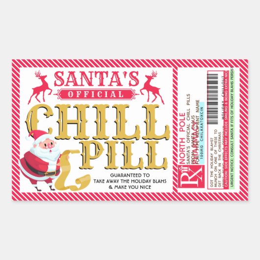 Santa's Chill Pill Christmas Sticker (Voorkant)