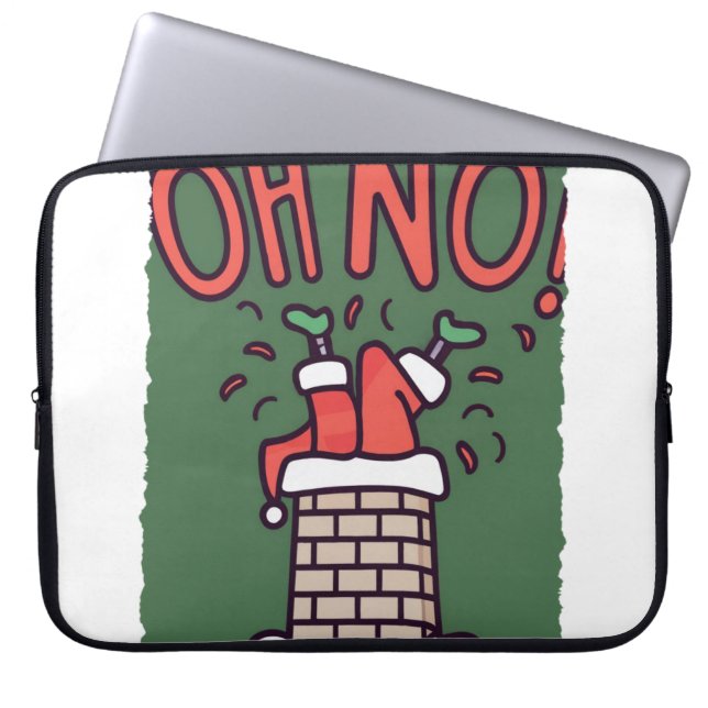 Santa's Chimney Mishap: Een speelse kerstboom O Laptop Sleeve (Voorkant)