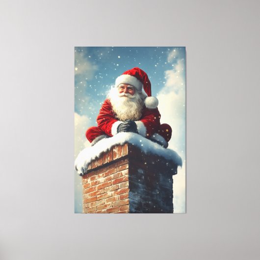 Santa's Chimney Pause: een glimlach van de winter Canvas Afdruk (Voorkant)
