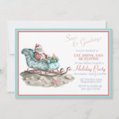 Santa's Chinoiserie Sleigh op het strand uitnodigi Kaart (Voorkant)