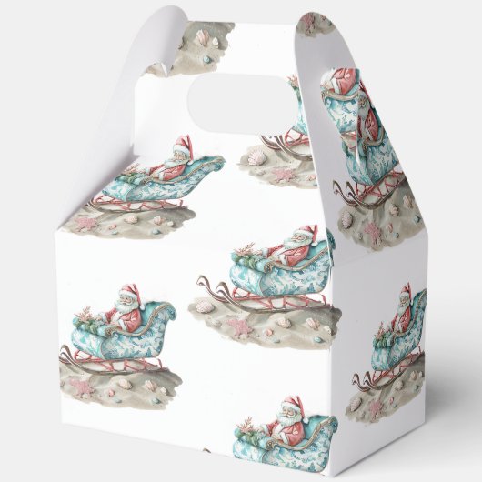 Santa's Chinoiserie Sleigh op het witte strand Bedankdoosjes (Achterkant)