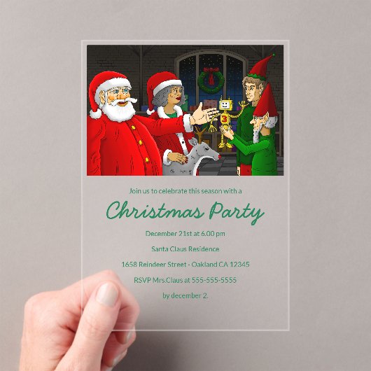 Santa's Christmas Party Invitation Acryl Uitnodigingen (Insitu (Draagbaar))