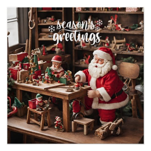 Santa's Christmas Speelgoed Workshop Perfect Poster (Voorkant)