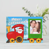 Santa's Christmas Train Feestdagenkaart (Staand voorkant)