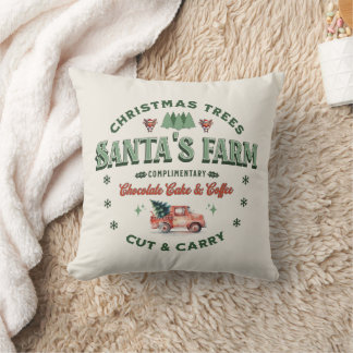Santa's Christmas Tree Boerderij Logo stijl Kussen