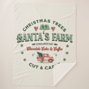 Santa's Christmas Tree Boerderij Logo  stijl Sherpa Deken