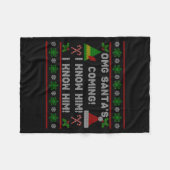 Santa's Coming! I Know Him! Ugly Christmas Sweater Fleece Deken (Voorkant (Horizontaal))