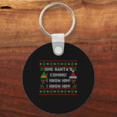 Santa's Coming! I Know Him! Ugly Christmas Sweater Sleutelhanger (Voorkant)