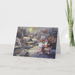Santa's Coming Snowy Village kerst Kaart