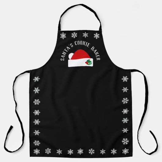 Santa's Cookie Baker l'Santa Hat l Snowflakes Schort (Voorkant)