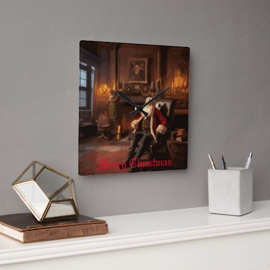 Santa's Cosy Nook Vierkante Klok (Kantoor)