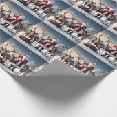 Santa's Crew: Father Christmas poseert rendieren Cadeaupapier (Hoek)