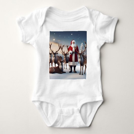 Santa's Crew: Father Christmas poseert rendieren Romper (Voorkant)