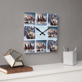 Santa's Crew: Father Christmas poseert rendieren Vierkante Klok