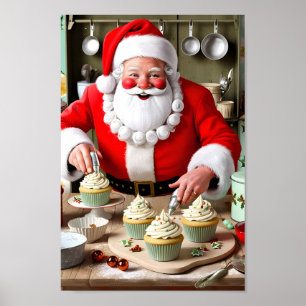 Santa's  Cupcake Workshop Muurkunst print