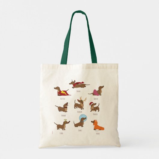 Santa's Dachshunds-Canvas tas (Achterkant)