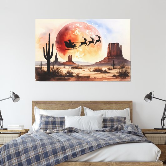 Santa's Desert Ride - Westerne kerst Canvas Afdruk (Insitu (Slaapkamer))