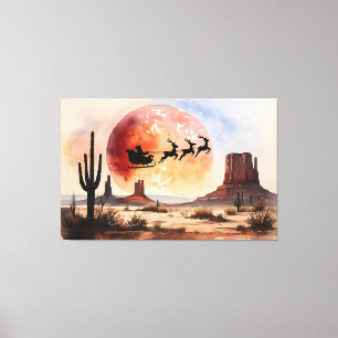 Santa's Desert Ride - Westerne kerst Canvas Afdruk
