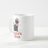Santa's Divacatje Kerstkat voor haar Koffiemok (Voorkant links)